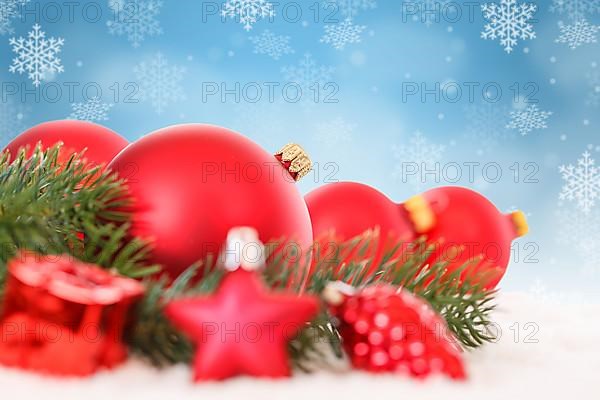 Christmas red Christmas balls Christmas decoration decoration snow winter copy space Copyspace Copy Space in Stuttgart
