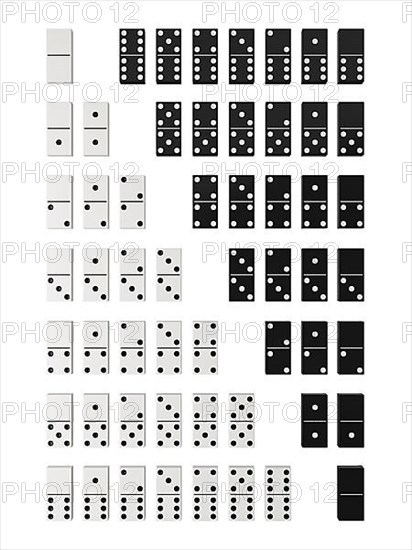 Domino sets black and whie isolated on white background