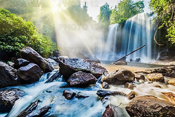 Tropical waterfall Phnom Kulen