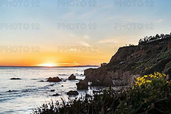 Sunset by the ocean at El Matador Beach Malibu