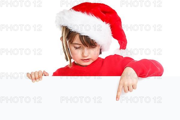 Christmas Child Girl Father Christmas Show Sign copy space Copyspace Freisteller Freiraum in Stuttgart