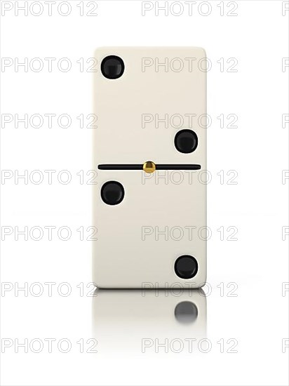 Domino game bone close up isolated on white