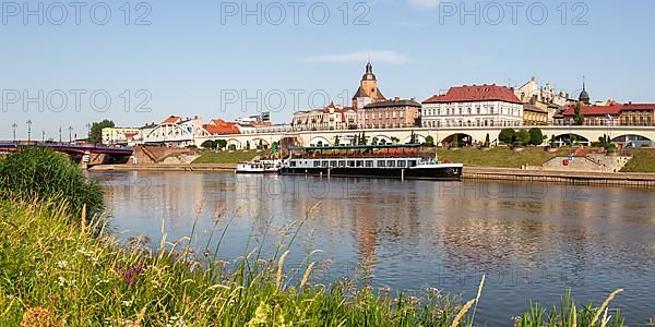 Landsberg an der Warthe town Panorama on the river in Gorzow Wielkopolski