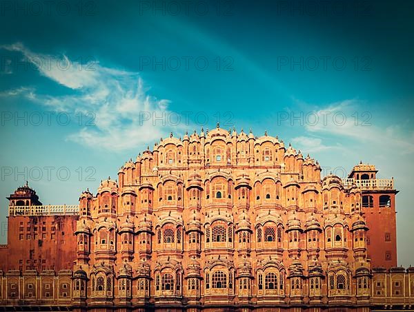 Vintage retro hipster style travel image of Famous Rajasthan landmark