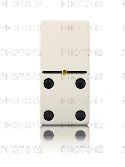 Domino game bone close up isolated on white