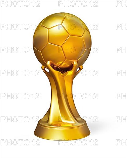 Golden soccer ball award prize isolated on white