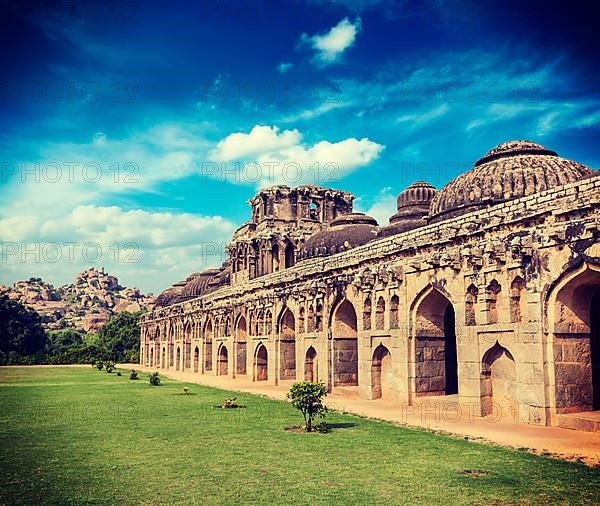 Vintage retro effect filtered hipster style travel image of Ancient ruins of Elephant Stables