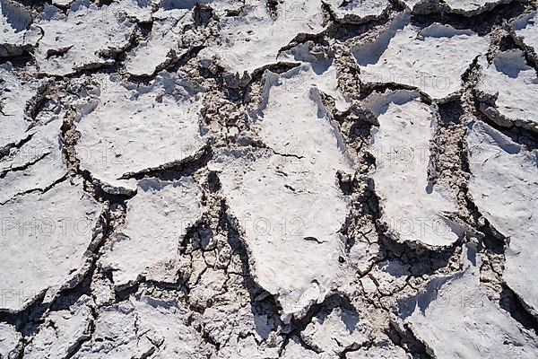 Drought mud patterns with cracks on the ground