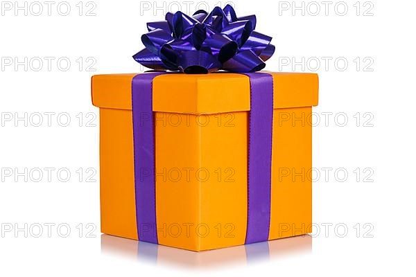 Gift birthday Christmas birthday gift box orange cut out isolated in Stuttgart