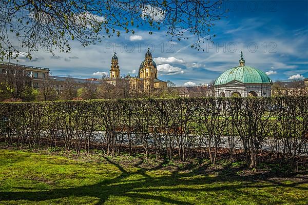 Pavilion in Hofgarten and Theatine Church. Munich