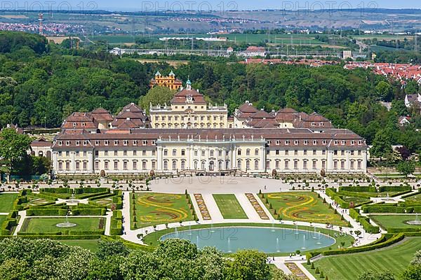 Palace Blooming Baroque Residence Palace Aerial Photo Travel Architecture in Ludwigsburg