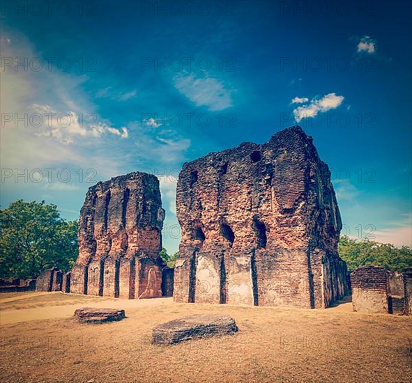 Vintage retro hipster style travel image of ancient Royal Palace ruins