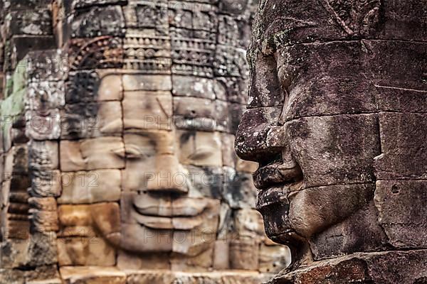 Ancient stone faces of Bayon temple