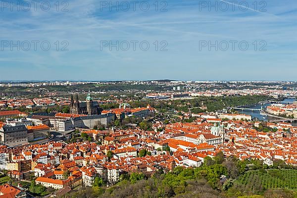 Aerial view of Hradchany part of Prague: the Saint Vitus