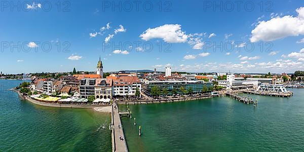 Lakeside promenade at Lake Constance Travel Harbour City Panorama from above in Friedrichshafen