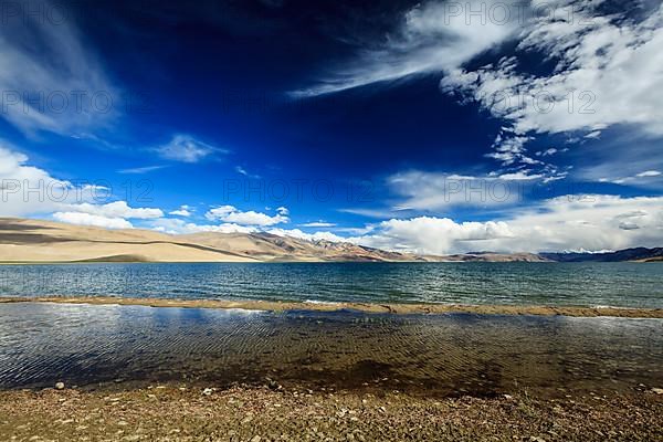 Himalayan mountain lake in Himalayas Tso Moriri