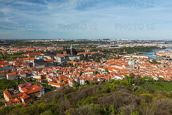 Aerial view of Hradchany part of Prague: the Saint Vitus