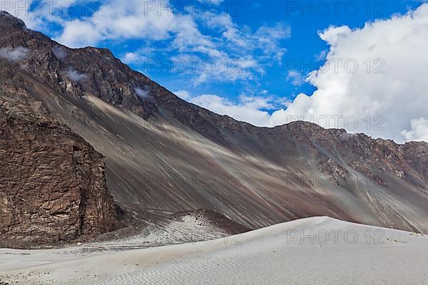 Sand dunes in Himalayas. Hunder