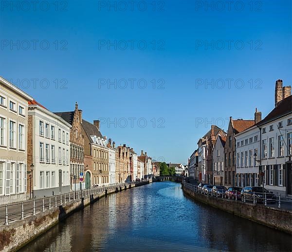 Canal and medieval houses. Bruges