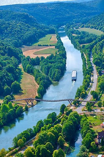 View of the wooden bridge near Essing over the Main-Danube Canal