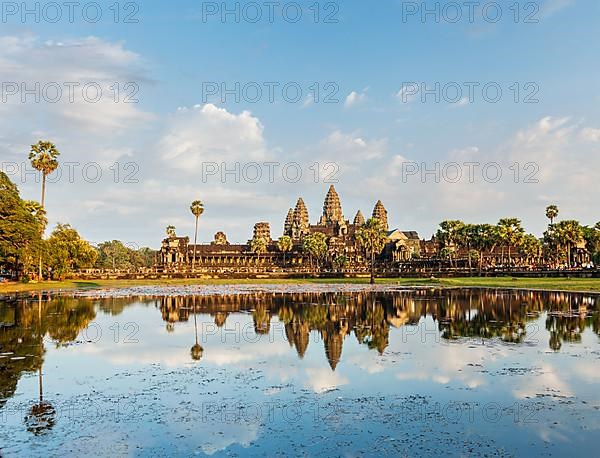 Cambodia landmark Angkor Wat with reflection in water