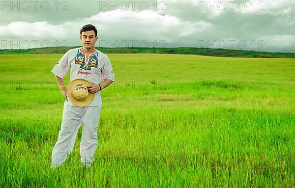 Nicaraguan man in folk costume in the field