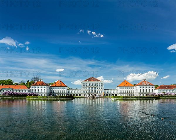 Artificial pool in front of the Nymphenburg Palace. Munich