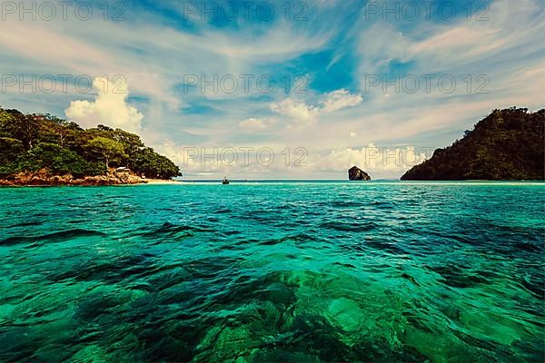Vintage retro effect filtered hipster style travel image of tropical islands. Andaman Sea