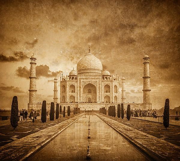 Taj Mahal vintage image. Indian Symbol