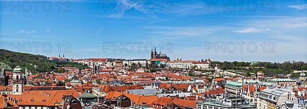 Panorama of Stare Mesto Old City and and St. Vitus Cathedral from Town Hall. Prague