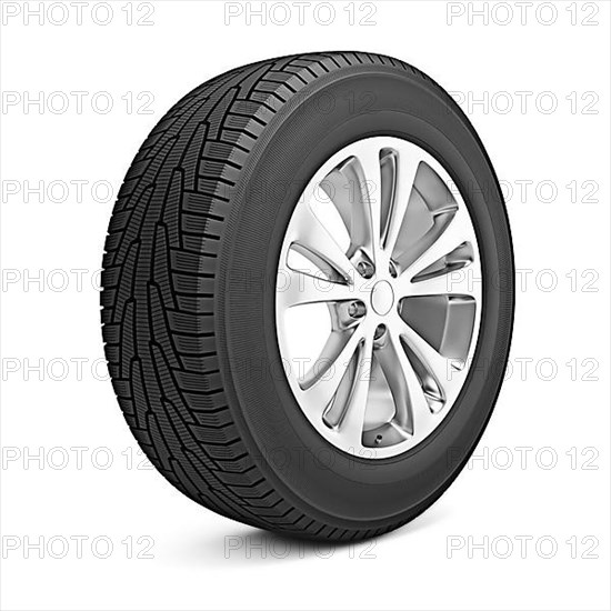 Car winter tire isolated on white background