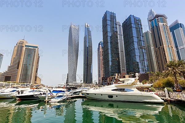 Dubai Marina Yacht Harbour Skyline Architecture Vacation in Dubai