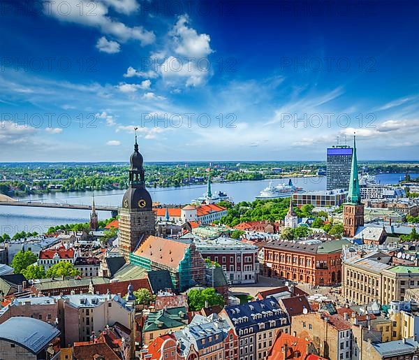 Aerial view of Riga center from St. Peter's Church