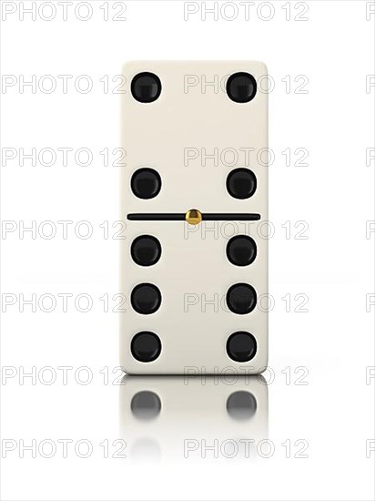 Domino game bone close up isolated on white