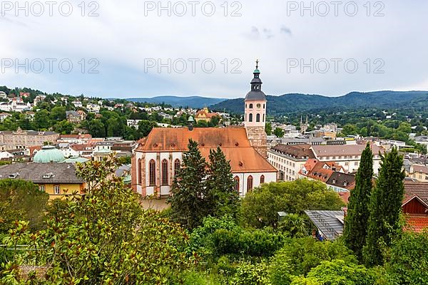 View of the town of Baden-Baden in the Black Forest with church in Baden-Baden