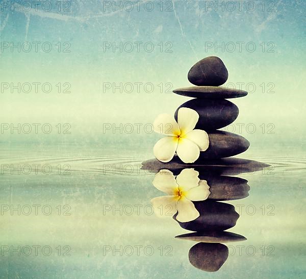 Vintage retro hipster style travel image of Zen spa concept background