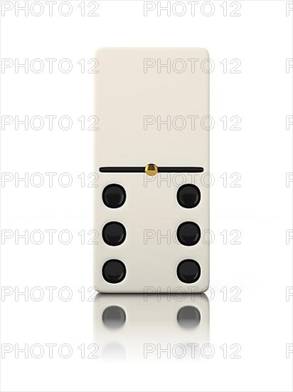 Domino game bone close up isolated on white