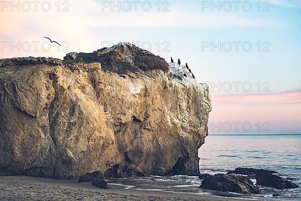 Sunset by the ocean at El Matador Beach Malibu