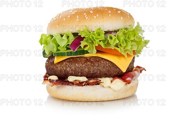 Hamburger cheeseburger fast food isolated against a white background in Stuttgart