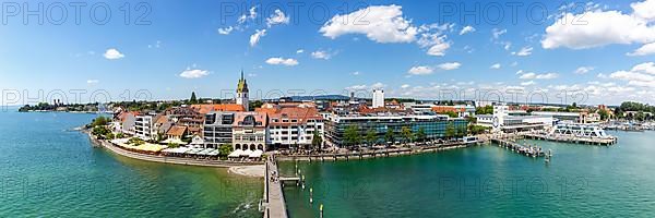 Lakeside promenade at Lake Constance Travel Harbour City Panorama from above in Friedrichshafen