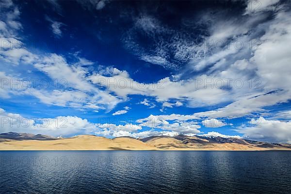 Himalayan mountain lake in Himalayas Tso Moriri