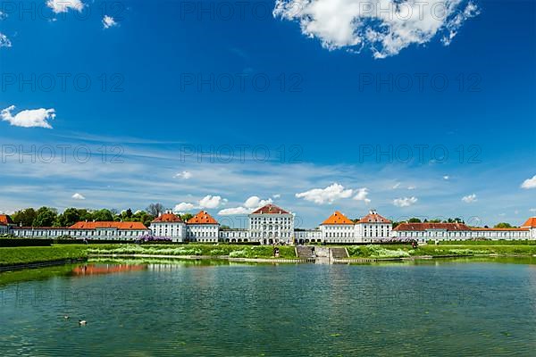 Artificial pool in front of the Nymphenburg Palace. Munich