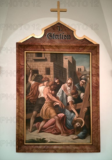 Stations of the Cross by an unknown artist in the ambulatory of the Catholic pilgrimage church of the Holy Trinity in Kappl