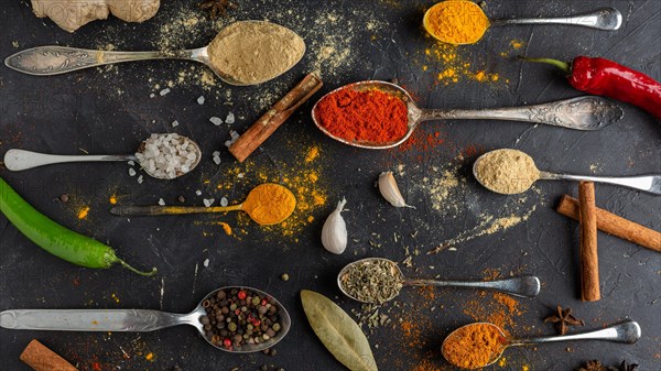 Flat lay spices arrangement