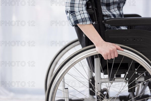 Close up invalid person wheelchair