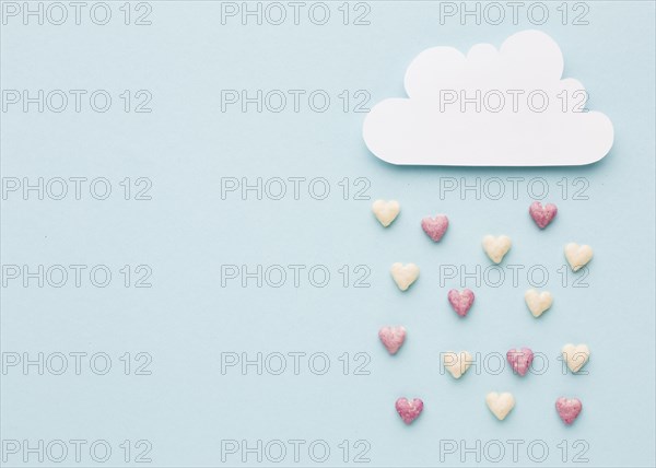 Top view cloud with valentines day hearts. Resolution and high quality beautiful photo