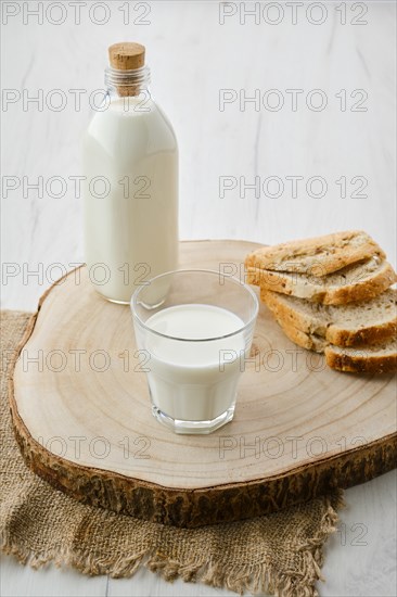 Bottle and a glass of fresh milk