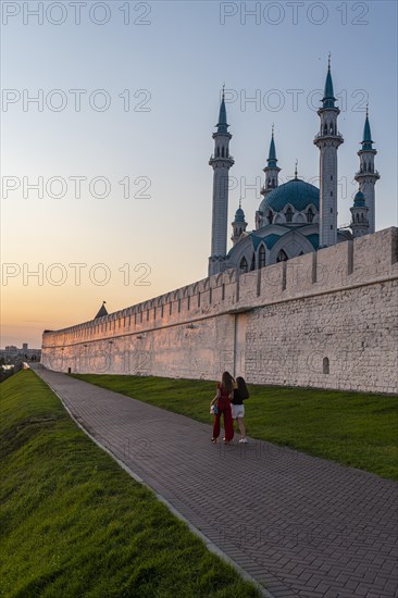 Kul Sharif Mosque in the Kremlin at sunset