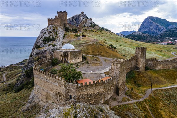 Aerial of the Genoese fortress of Sudak