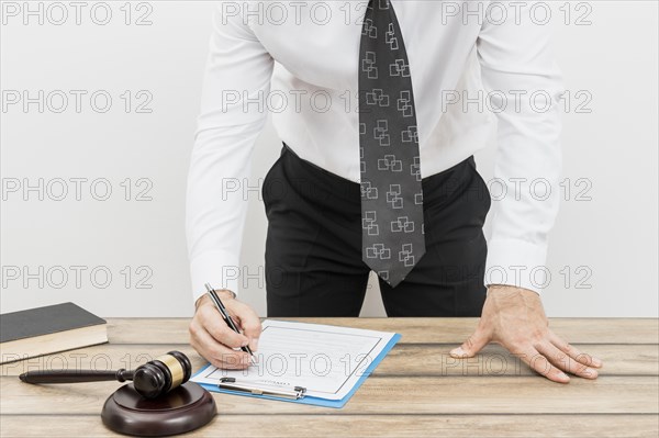 Lawyer filling document